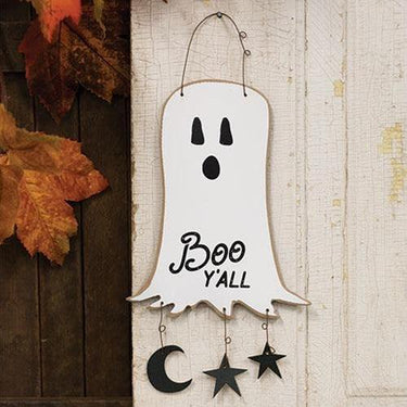 Boo Y'all Ghost Moon & Stars Hanger - The Fox Decor